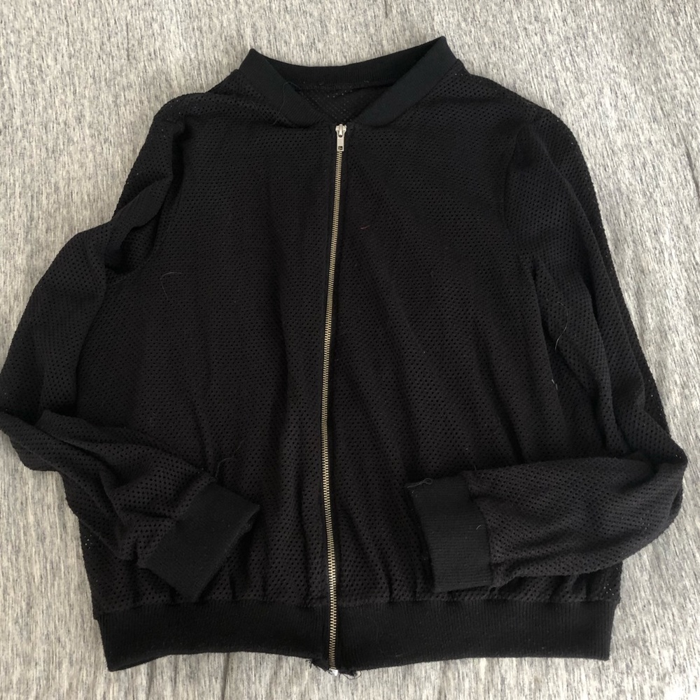 Forever 21 black mesh zipper jacket